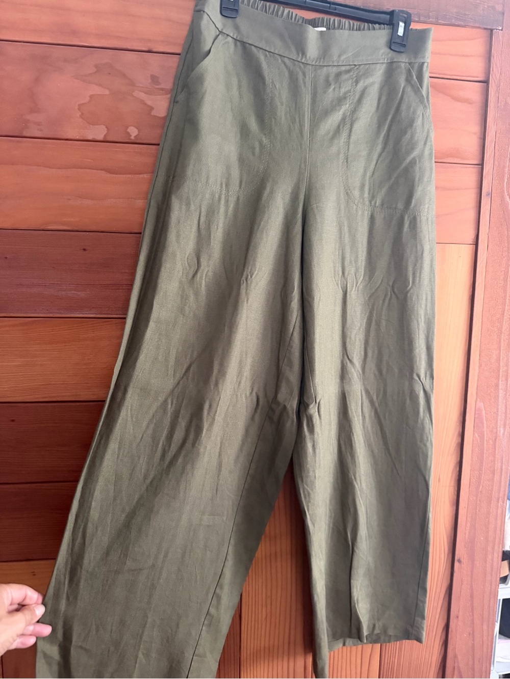 Max studio wide leg linen Olive Green Wide-Leg Pants size large